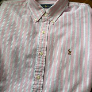 Ralph Lauren Pink and White Striped Oxford Shirt